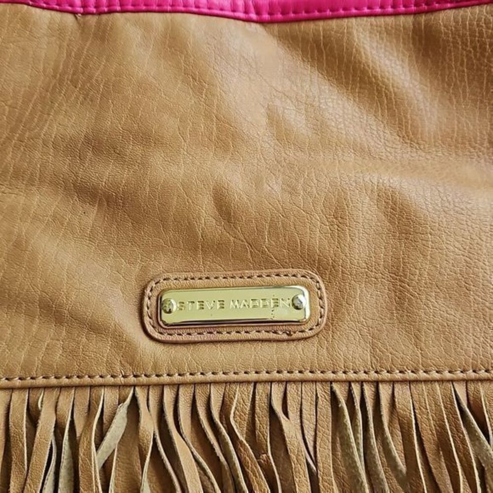Steve Madden Pink and Tan Shoulder Bag with Fringe - Picture 5 of 16